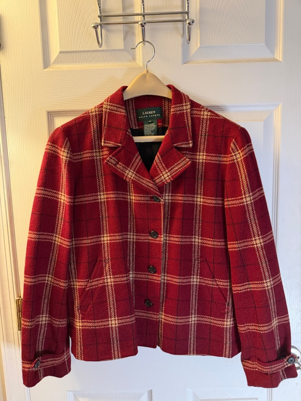 Lauren Ralph Lauren Red Plaid Wool-Blend Blazer
